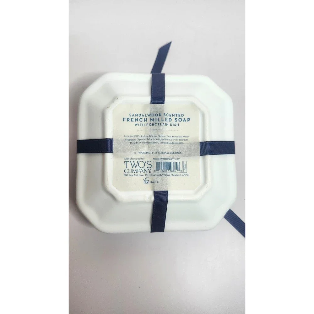 Two's Company Blue Willow Sandalwood French Milled Soap with Dish NWT